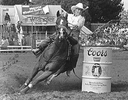 Joyce Jackson and Trent Tivio competing at the Santa Maria, California Pro Rodeo